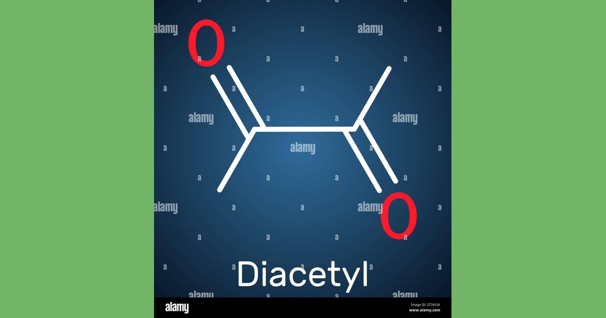 Diasetil - Diacetyl, butanedione molecule.