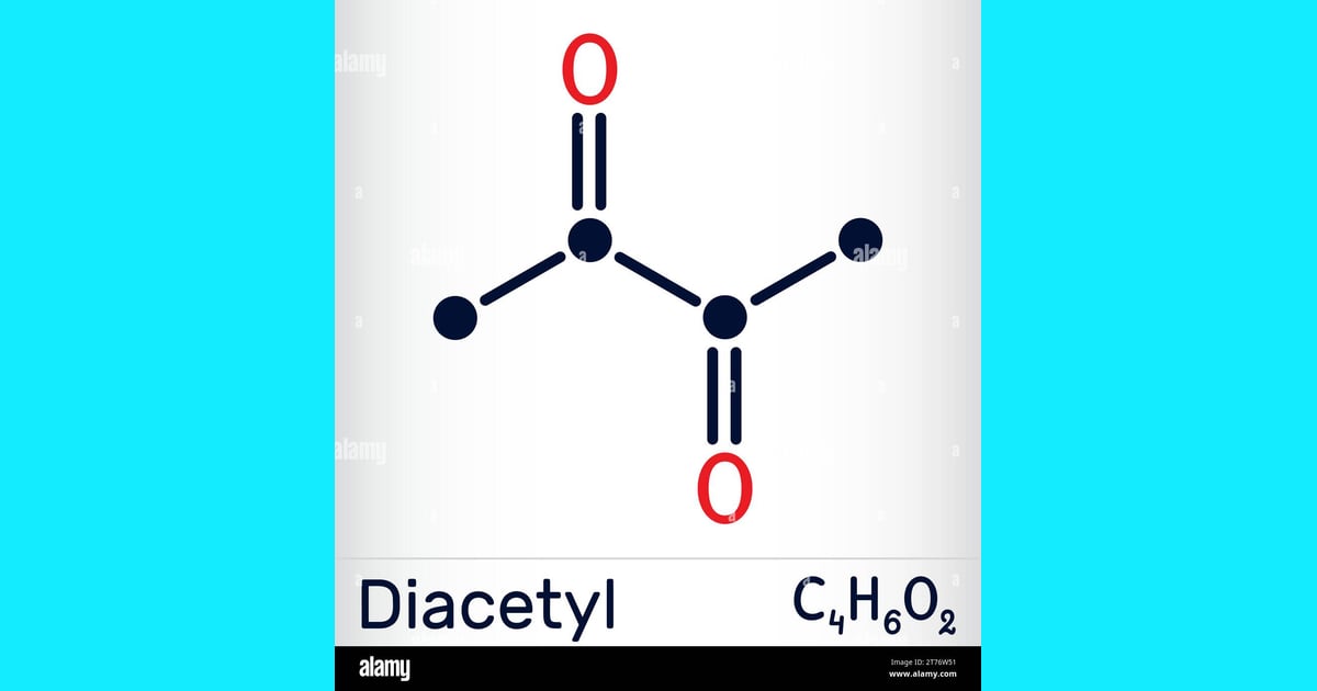 Diasetil - Diacetyl, butanedione molecule.