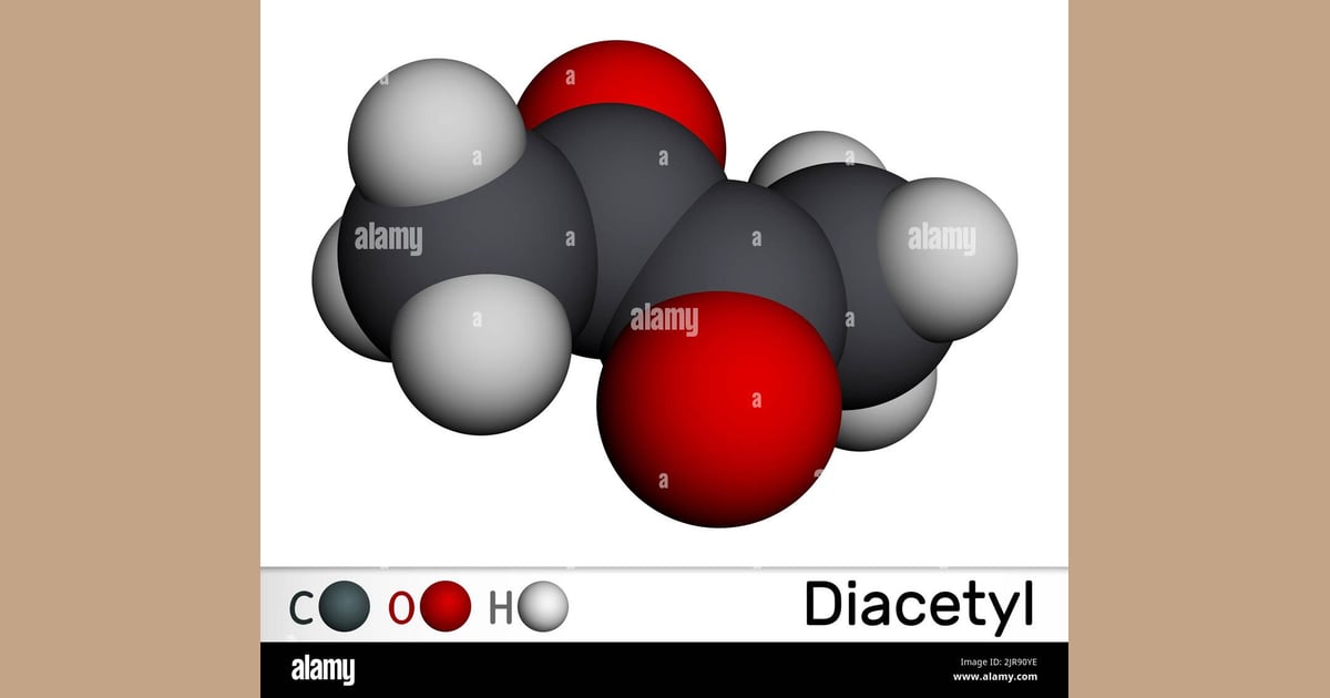 Diasetil - Diacetyl, butanedione molecule.