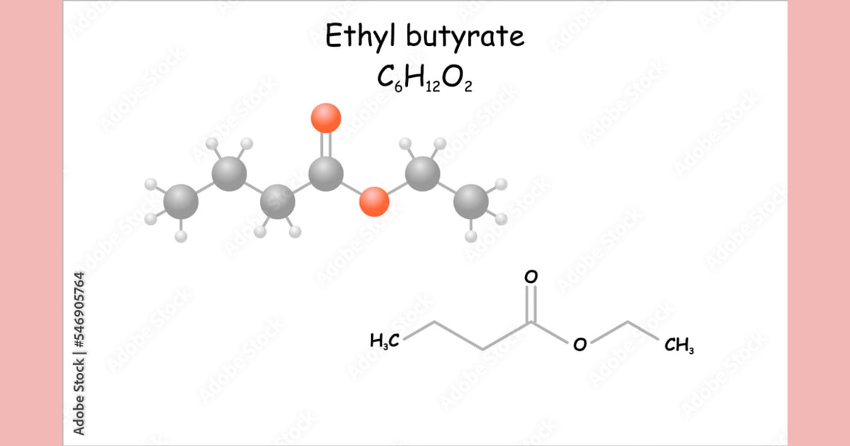 Etil butirat - Stylized molecule model/skeletal