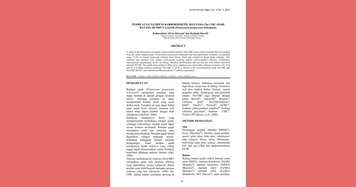 Natrium karboksimeitil selulosa (CMC) - PEMBUATAN NATRIUM KARBOKSIMETIL