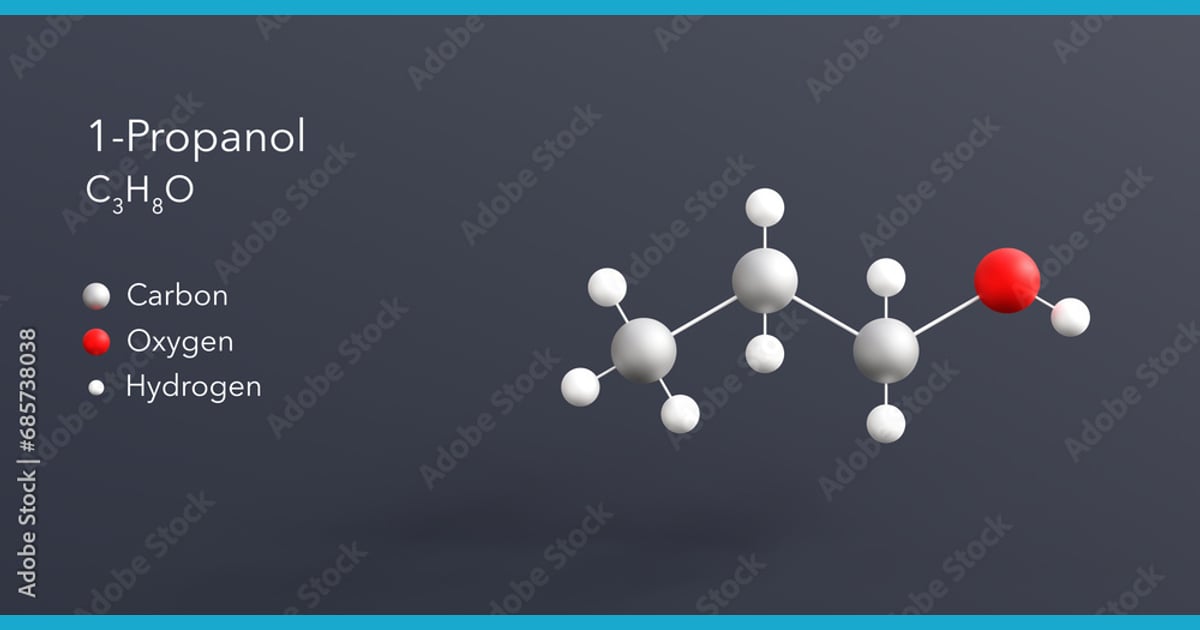 Propanol - 1-propanol molecule 3d