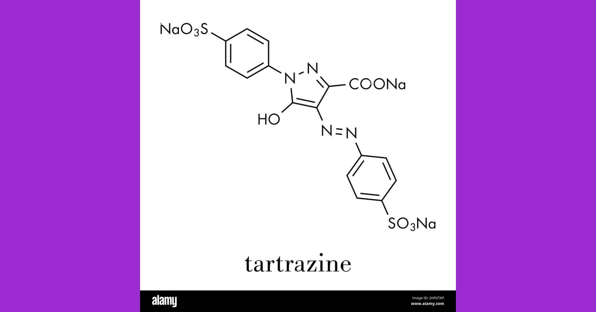 Tartrazin - Tartrazin-Molekül. Es ist